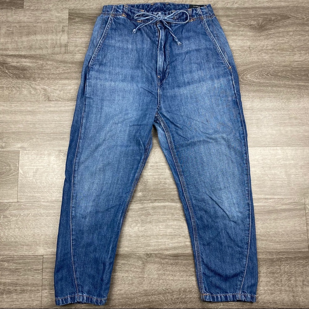 Vince Drawstring Linen High Rise Jeans